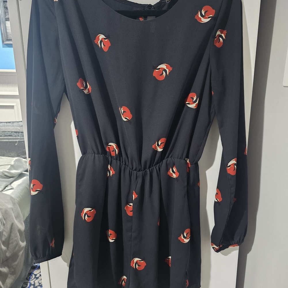 Everly Black Romper with Red Design